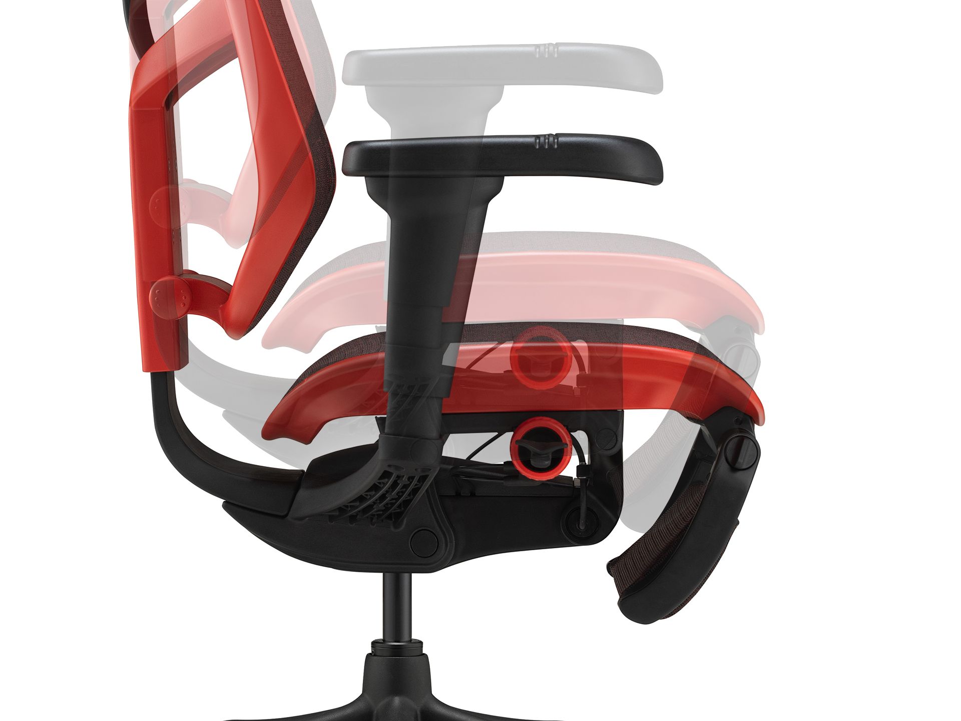Enjoy Ultra profile view of the seat, showing how the height can be adjusted to go lower and higher. 