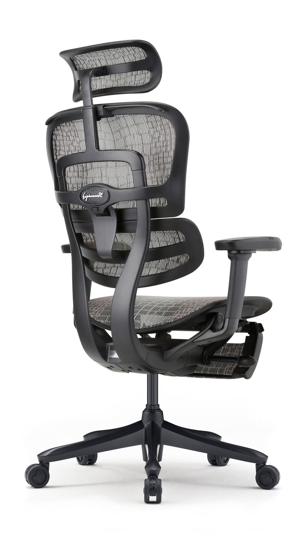 Ergohuman Carbon with black frame, facing 45 degrees to the back right.