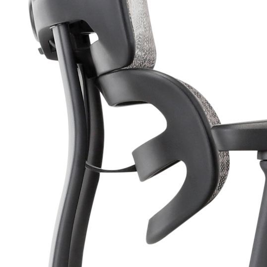 Close up profile view of the Ergohuman Carbon lumbar support.