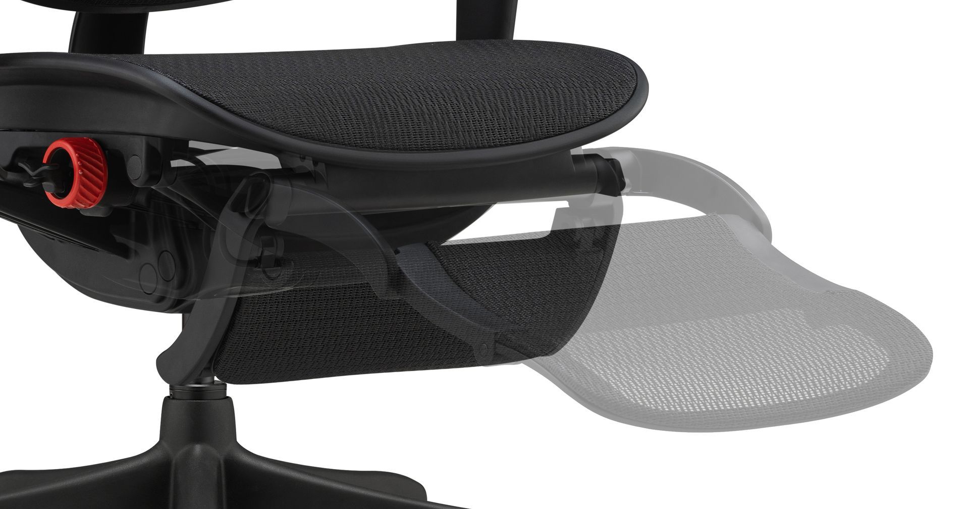 Ergohuman Ultra gaming chair legrest folding in and out from under the seat