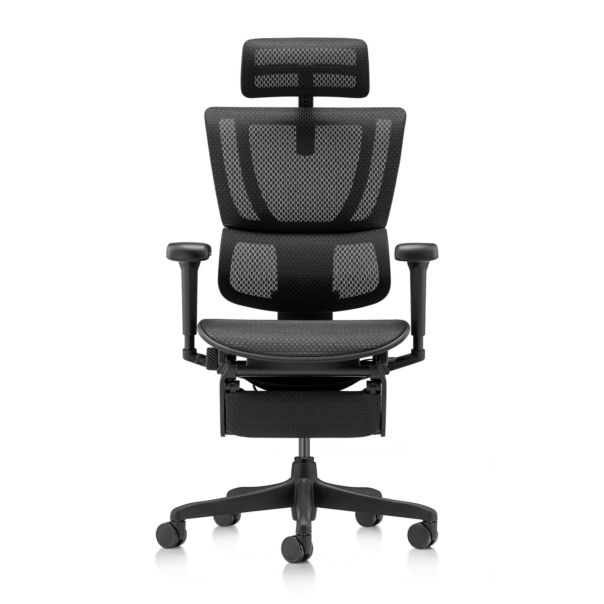 Front view of the Mirus Ultra Black Edition gaming chair