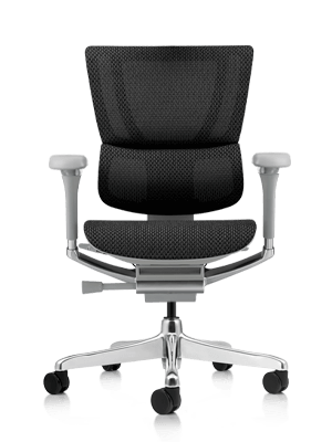Black office chair with grey frame.