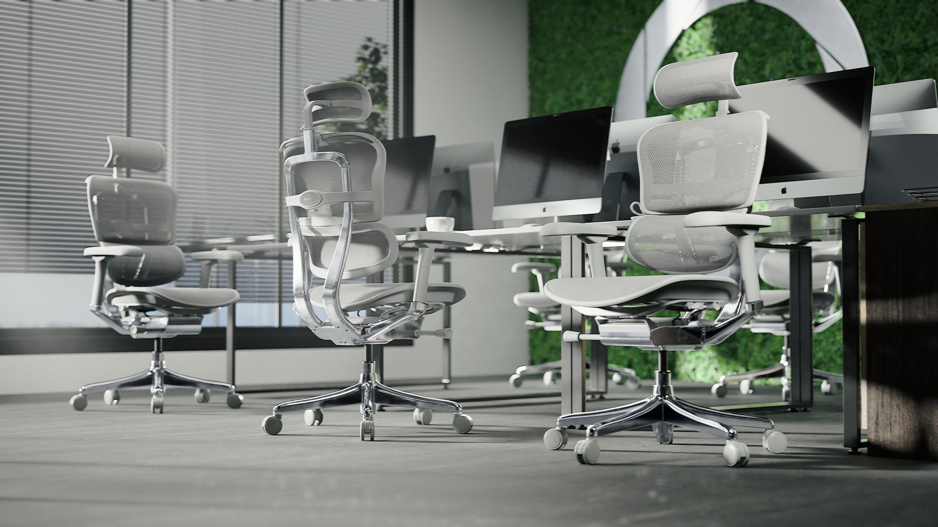 Ergohuman black mesh office chairs