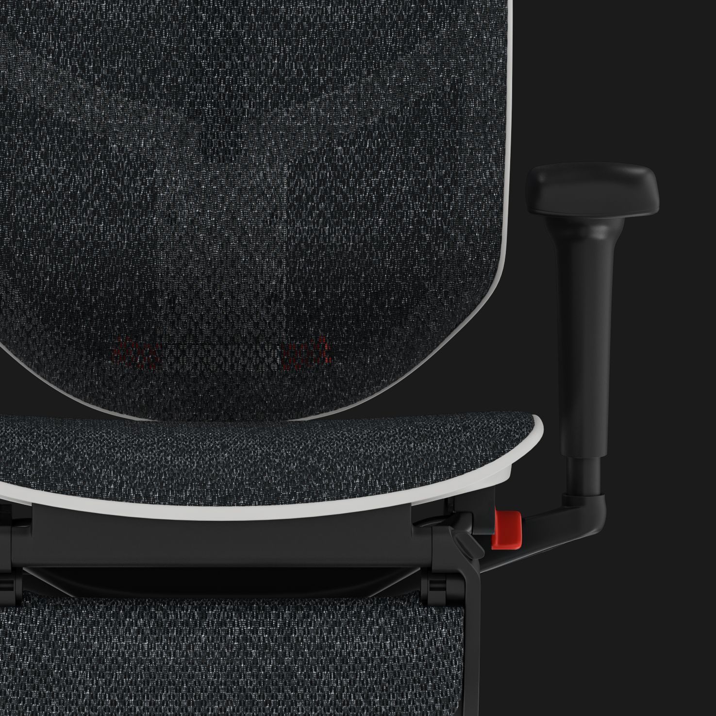 Close up of the black anti-slip mesh upholstery