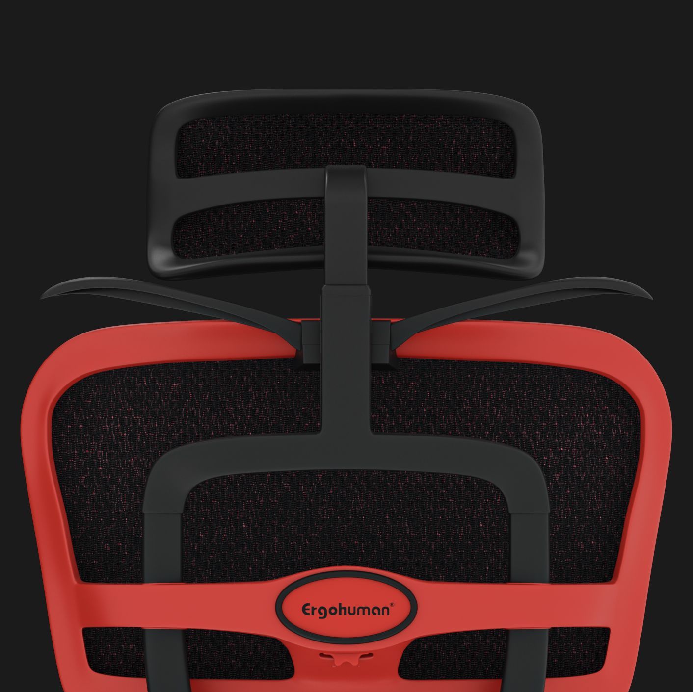 Supportive & ergonomic headrest on the red Ergohuman Ultra