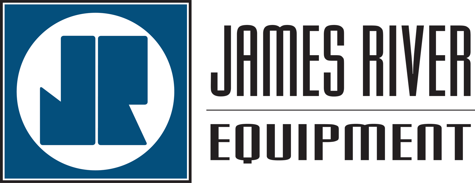 Logo for James River Equipment, featuring a circular blue emblem with 