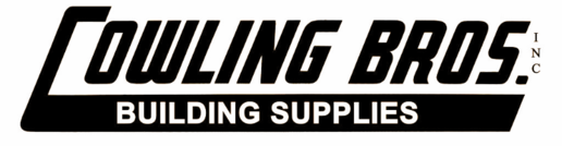 Logo for Cowling Bros. Building Supplies. Black block letters on a white background. 