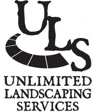 Logo for Unlimited Landscaping Services: black letters 