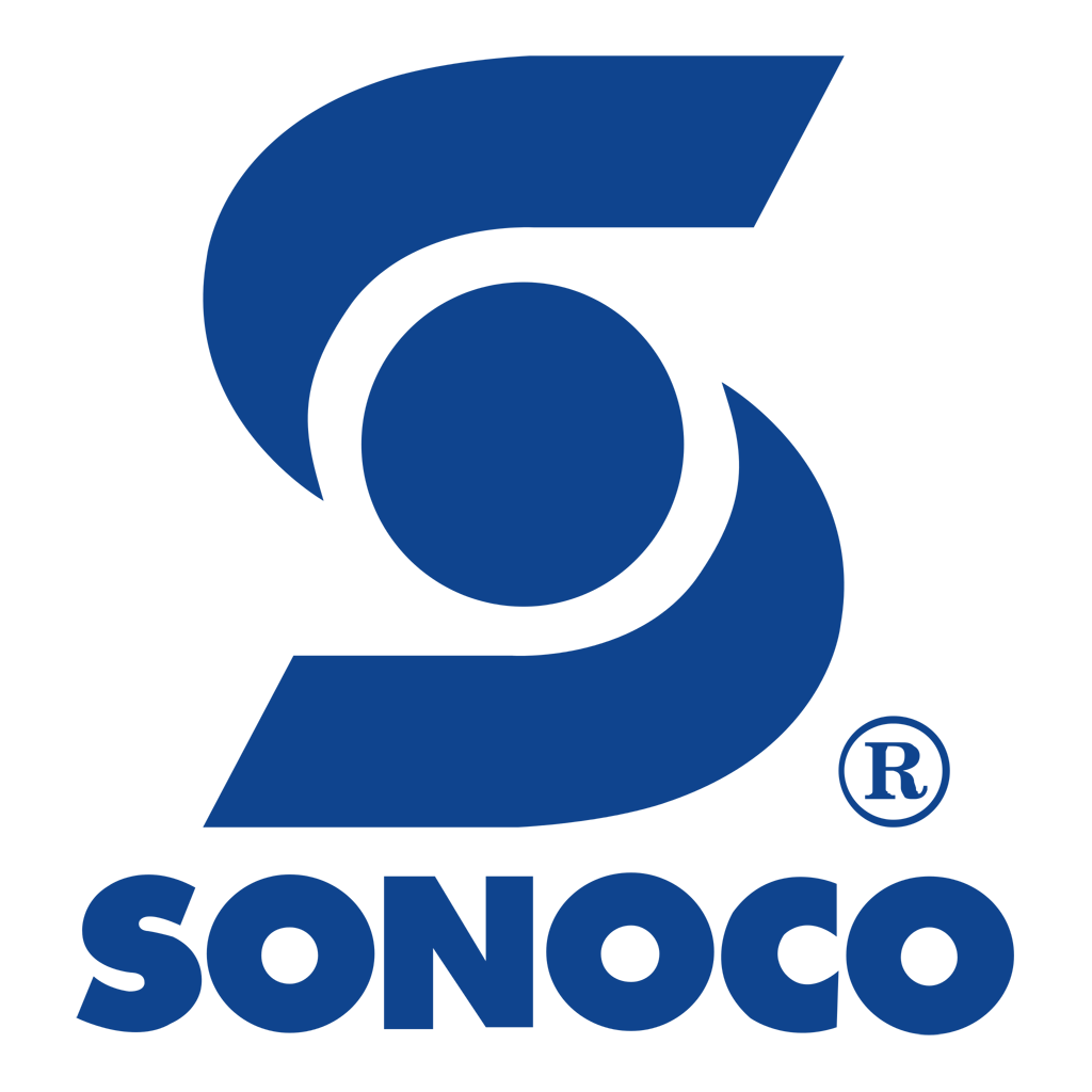 Blue Sonoco logo with a stylized 
