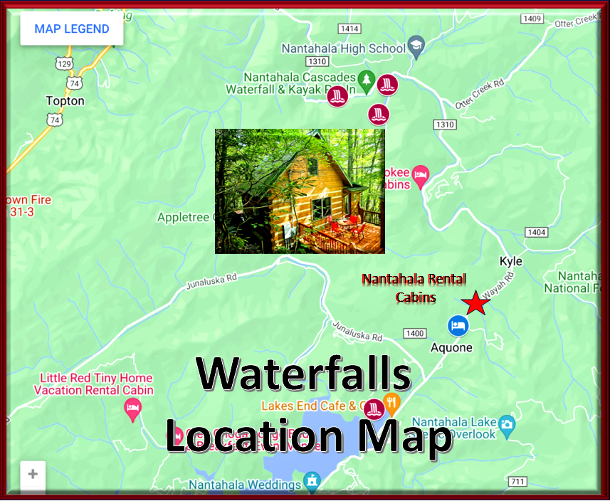 Map showing waterfall locations