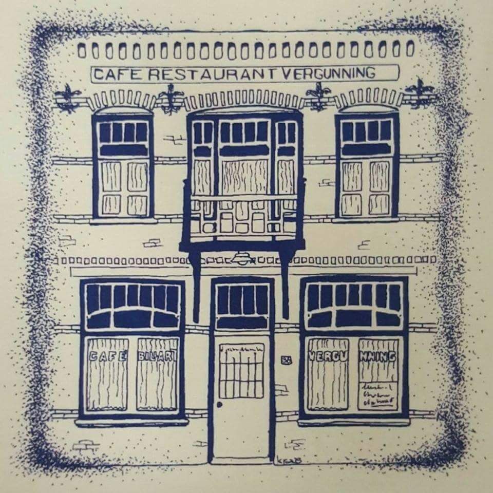 Schets van een gebouw van twee verdiepingen, 