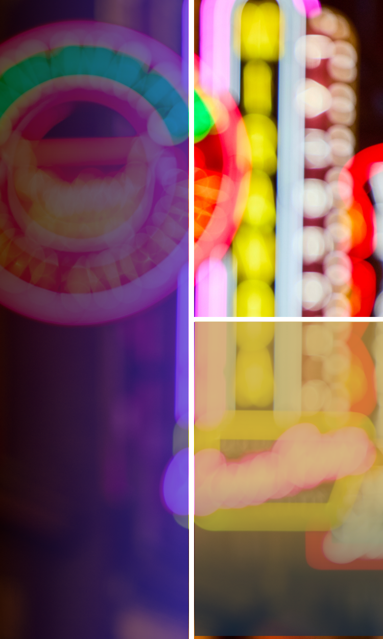 A collage of images of a carnival with a purple background