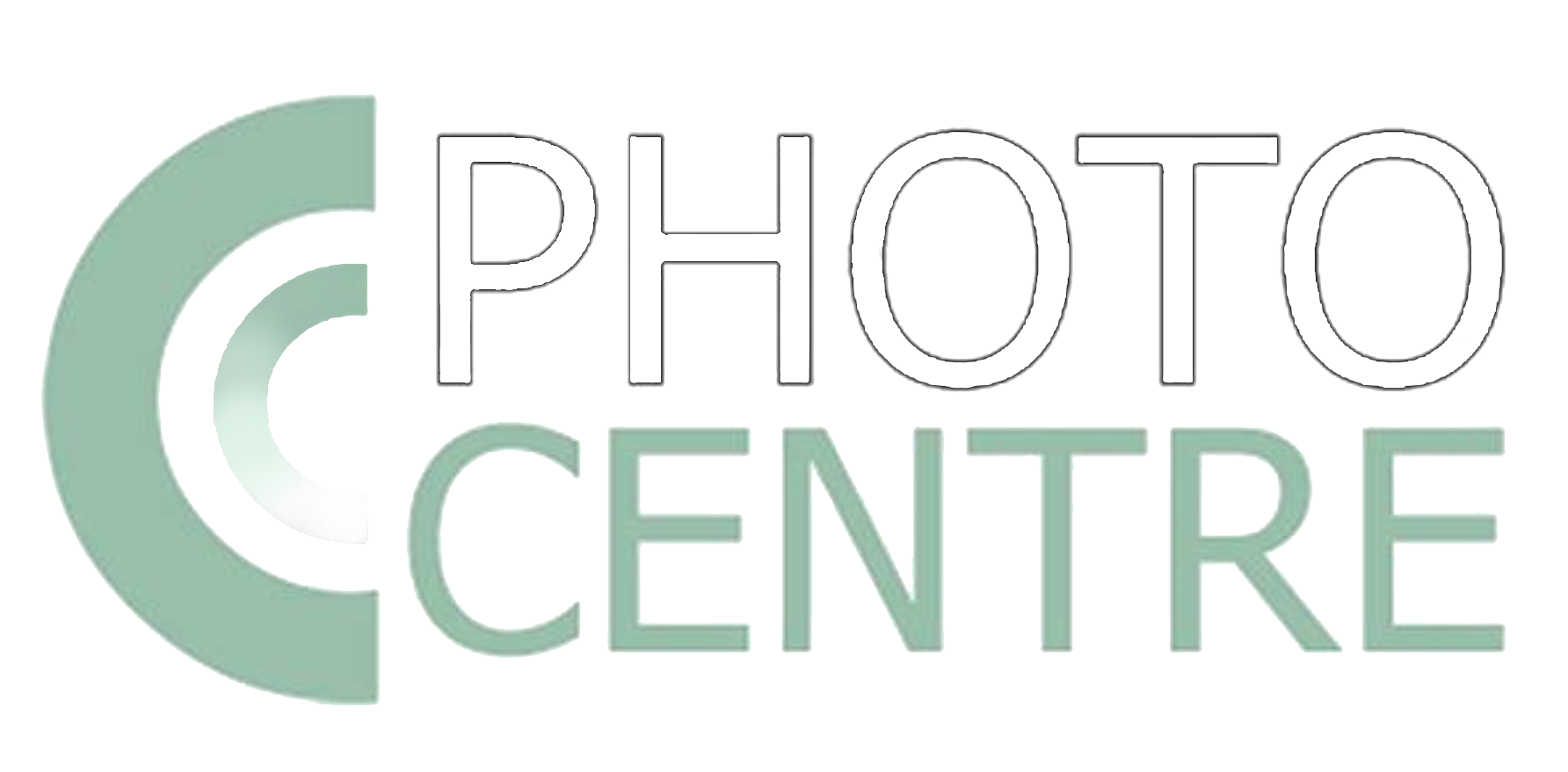 a logo for the photo centre with a green circle in the middle .