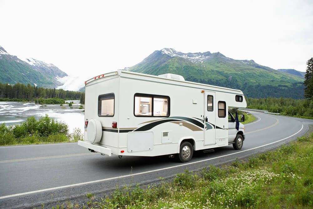 A recreational vehicle on the road