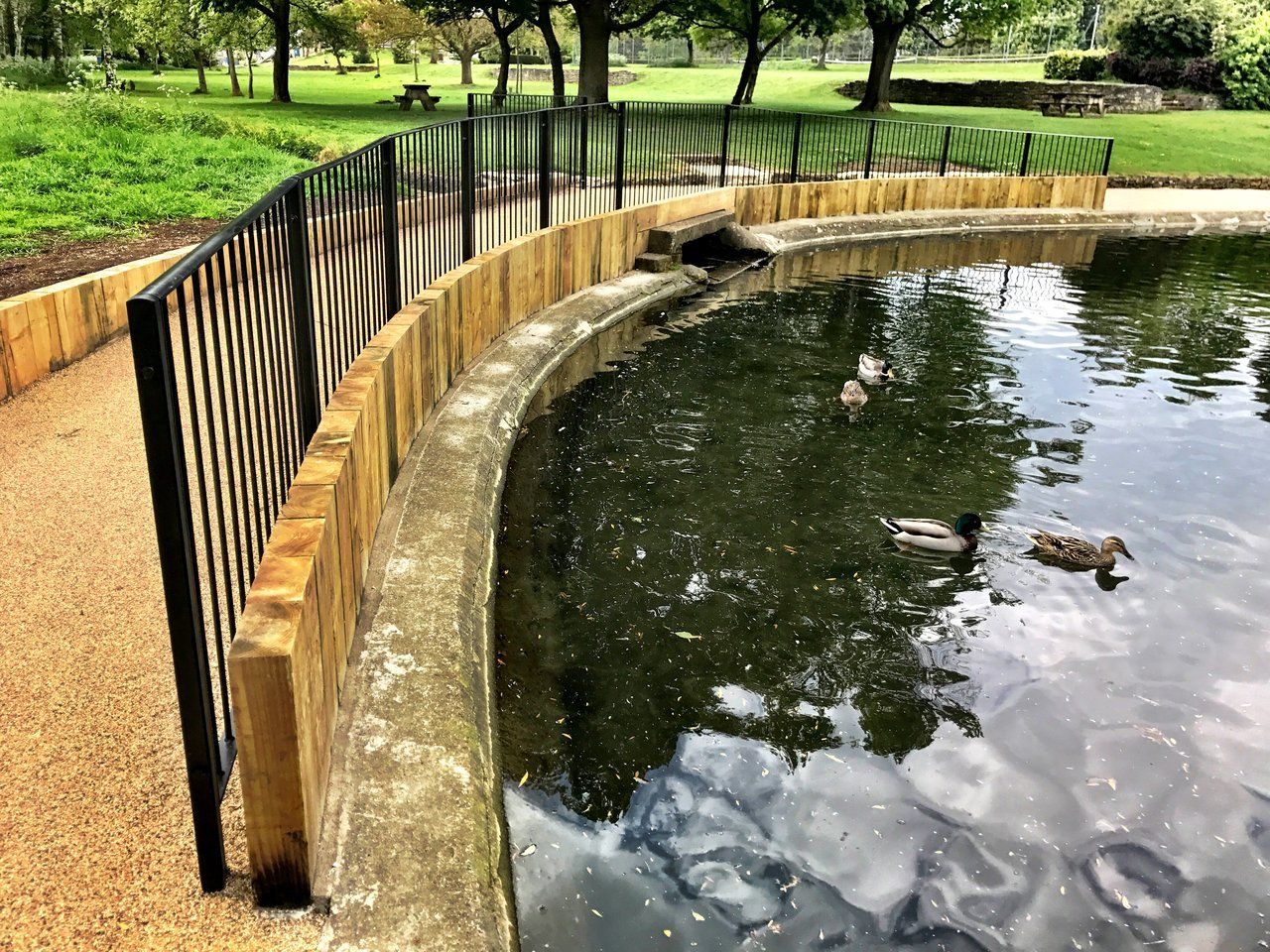 Safety rail to Cutteslowe Park pond Oxford