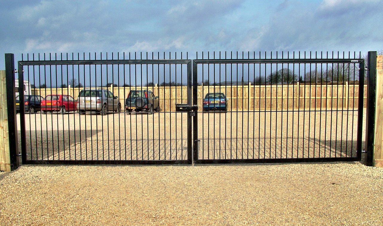 Large security gates, on a Car Lot