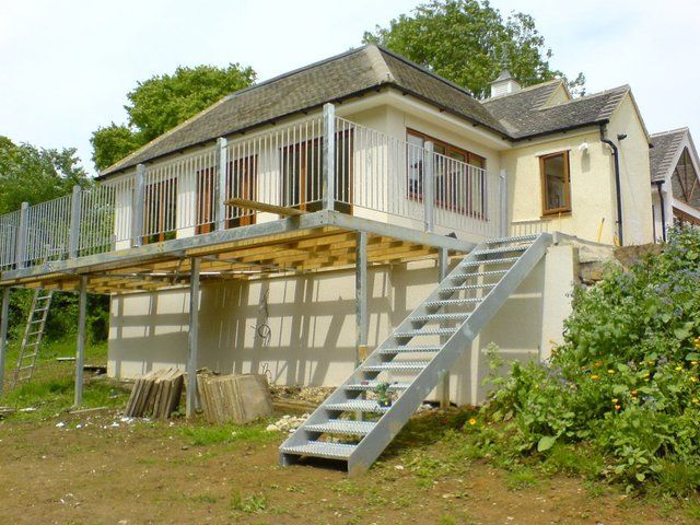 Stairway and sun deck for country hotel