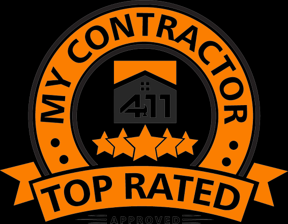A logo that says my contractor 411 top rated