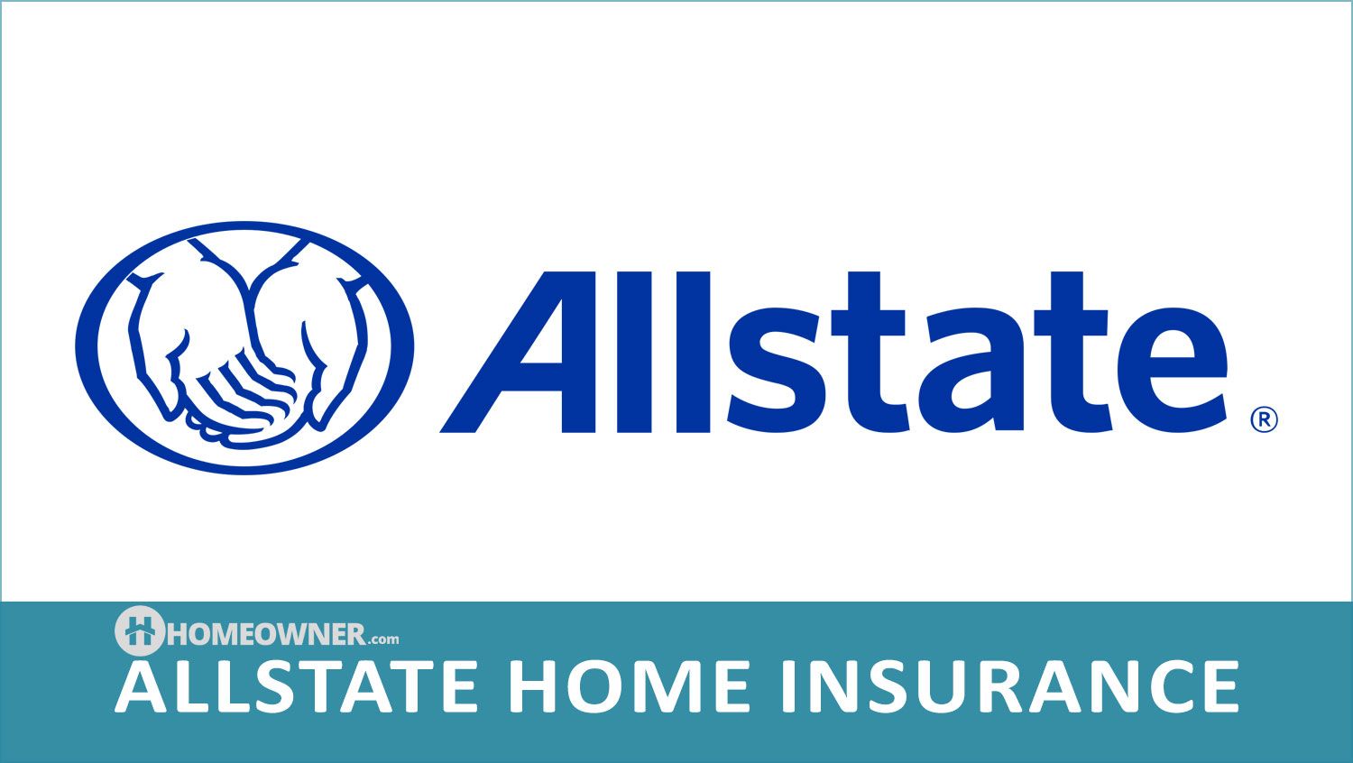 Allstate logo with blue hands cradling a house in a circle, text