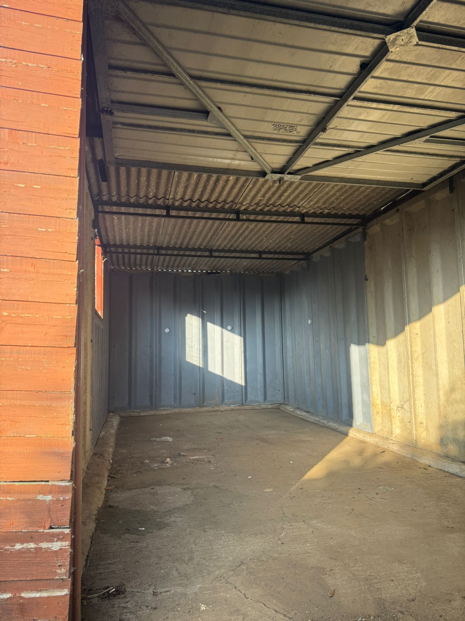 White old asbestos garage