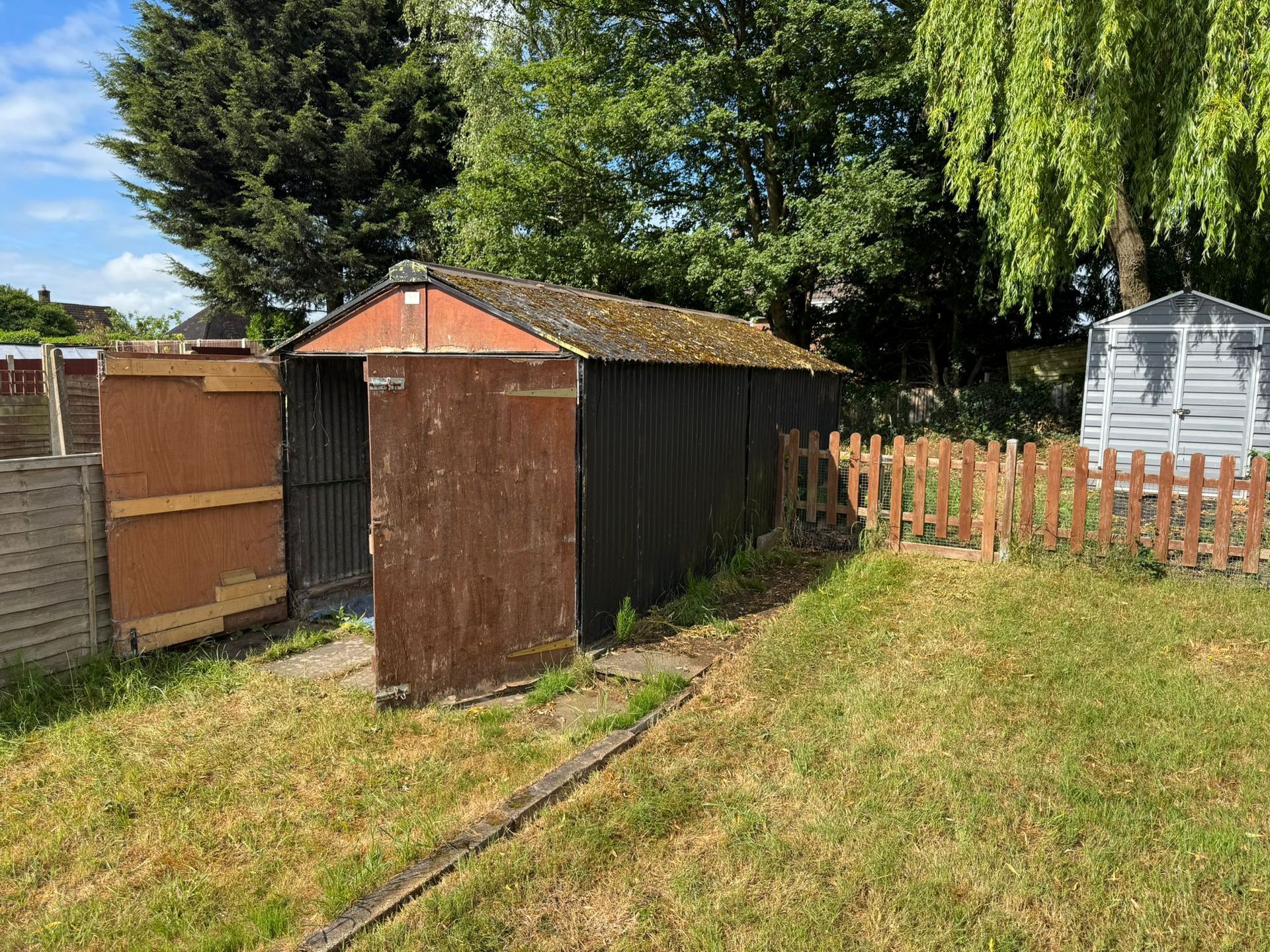 White old asbestos garage