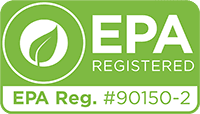 A green epa registered logo with a white leaf in a circle.