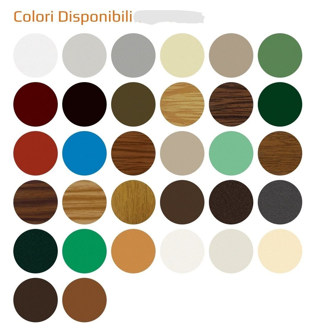 campionario di colori per tapparelle