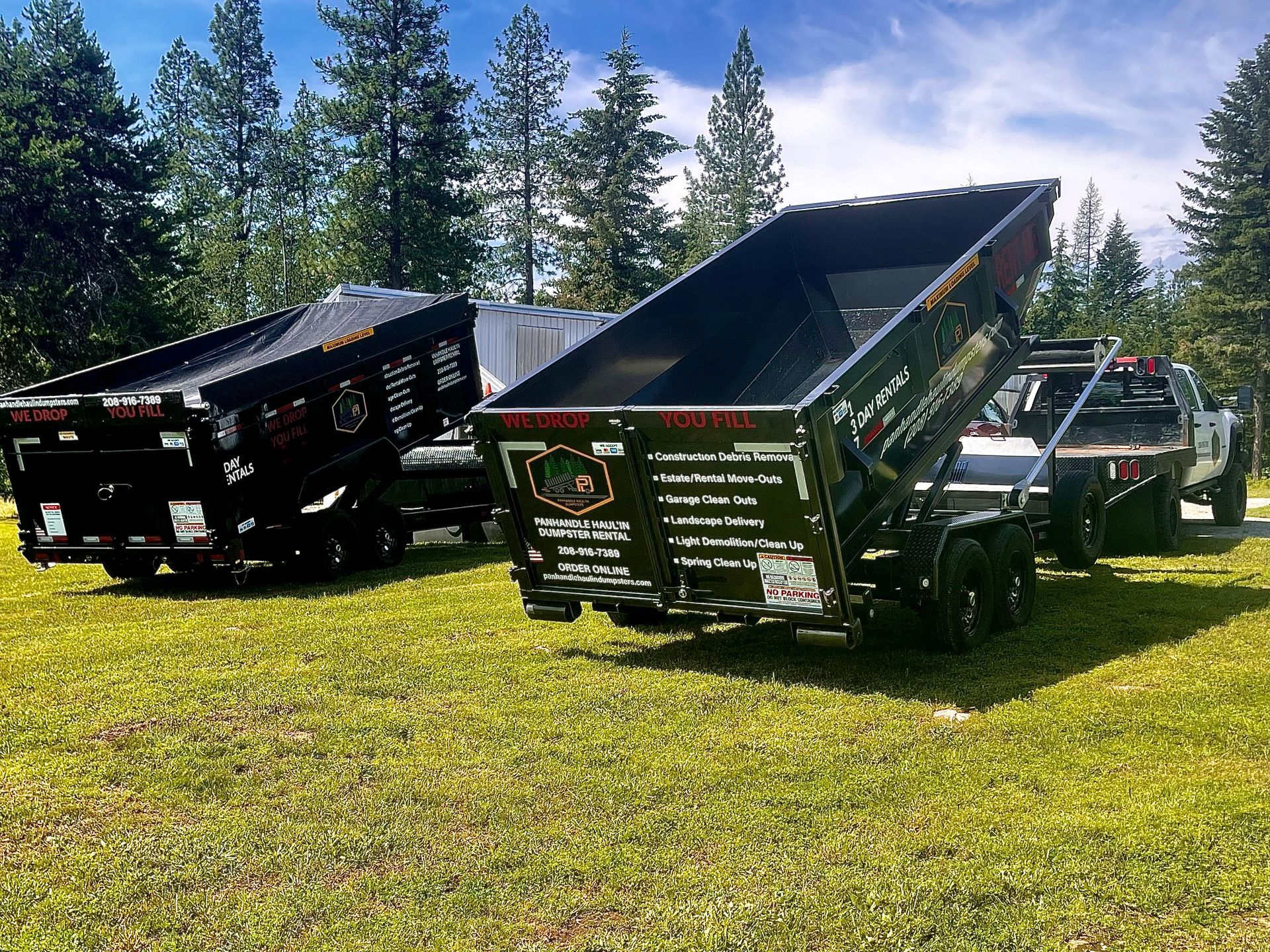 Cluttered property needing dumpster rental in North Idaho