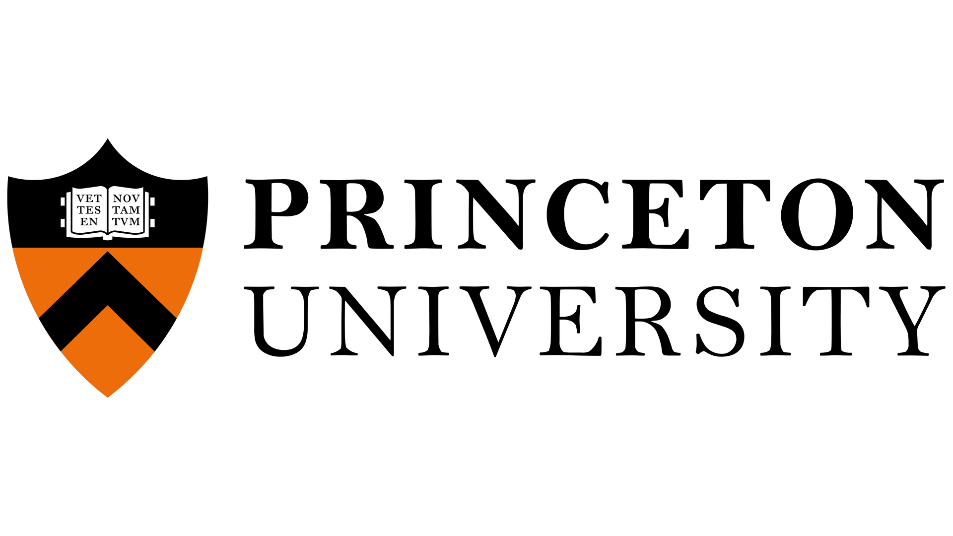 Princeton University logo: Shield with orange and black elements, next to text 