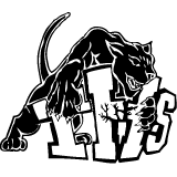 Black panther mascot, claws tearing 