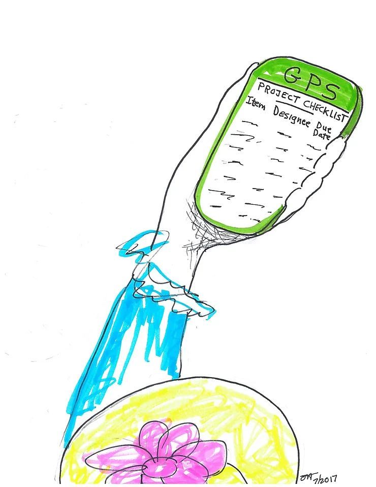 A drawing of a cell phone that says gps on it
