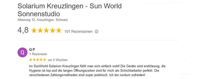 Google Kundenbewertung für Standort Kreuzlingen