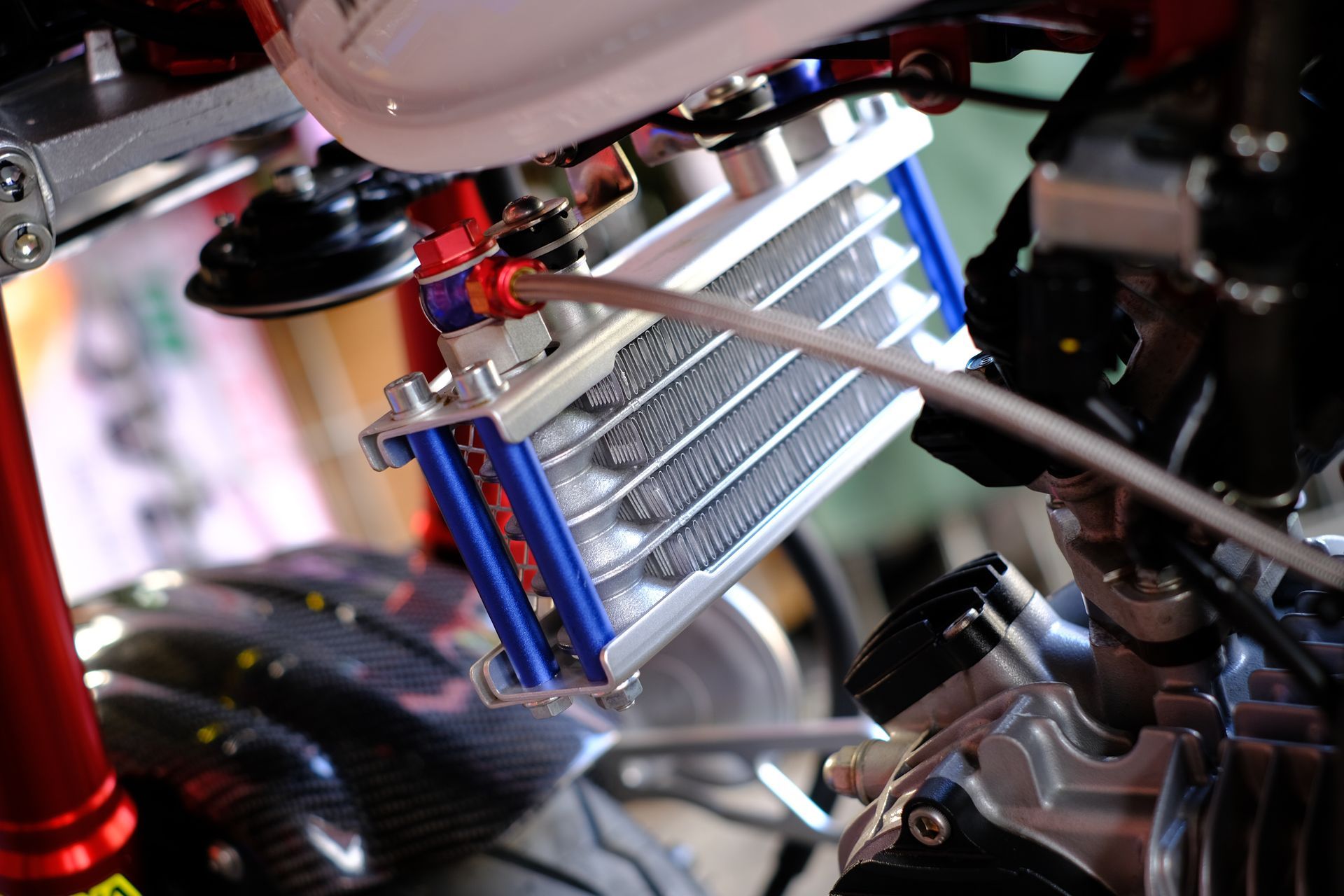 Close-up of a Motorcycle Oil Cooler — Cairns Electrical Rewinds & Repairs In Cairns, QLD