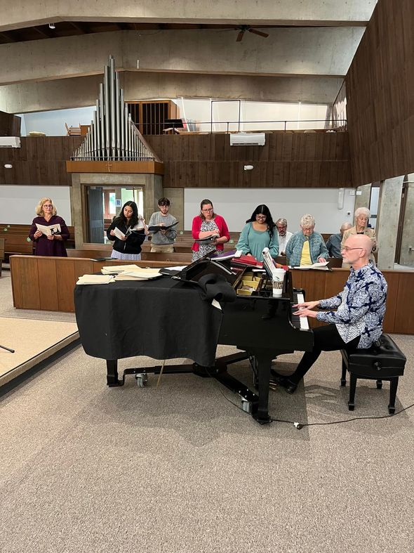 A Pianist Plays as A Choir Sings in A Church — Amherst, MA — Immanuel Lutheran Church