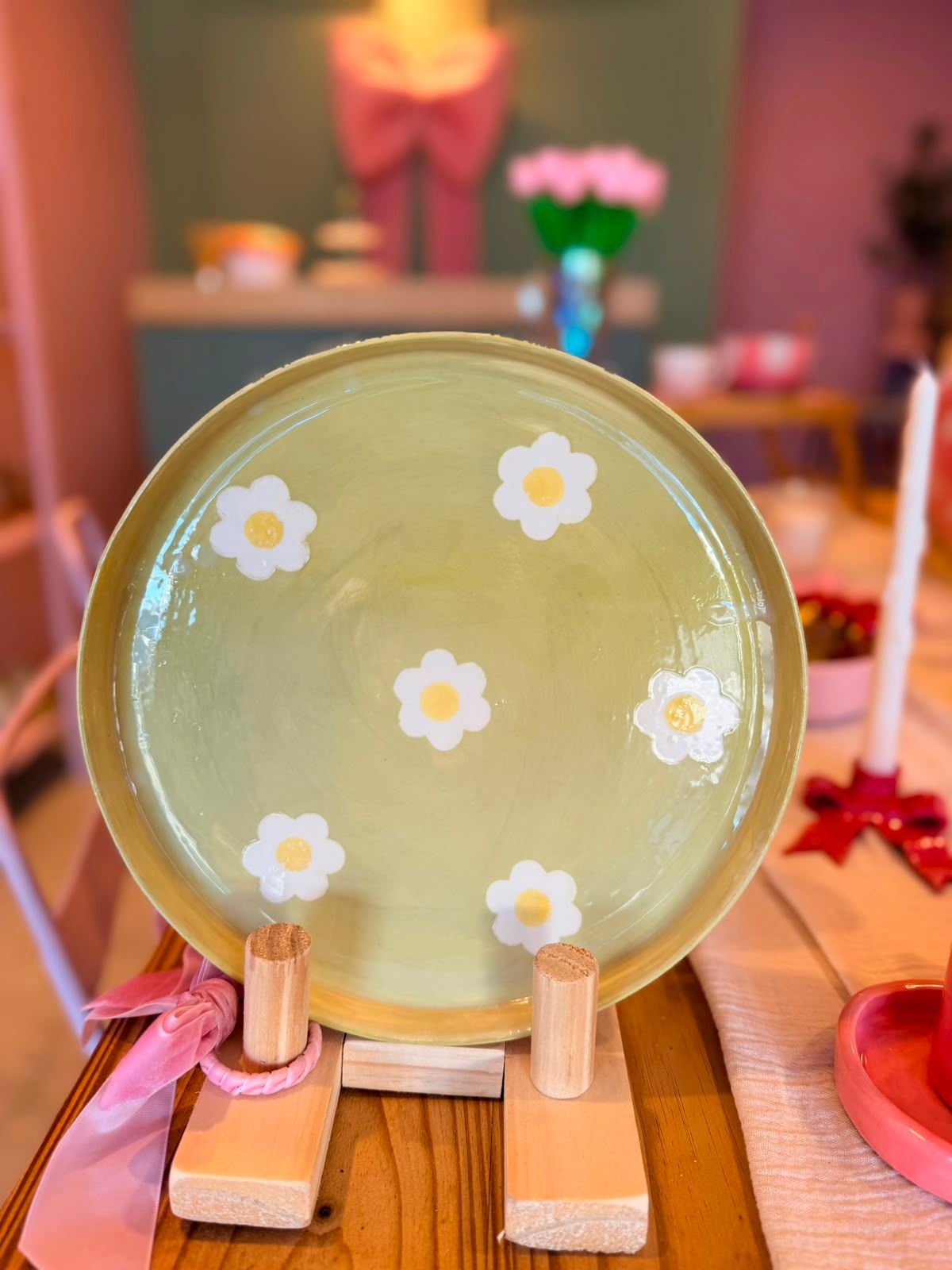 plato playo ceramica flor