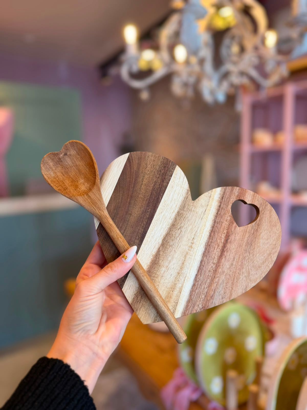 set tabla y cuchara madera