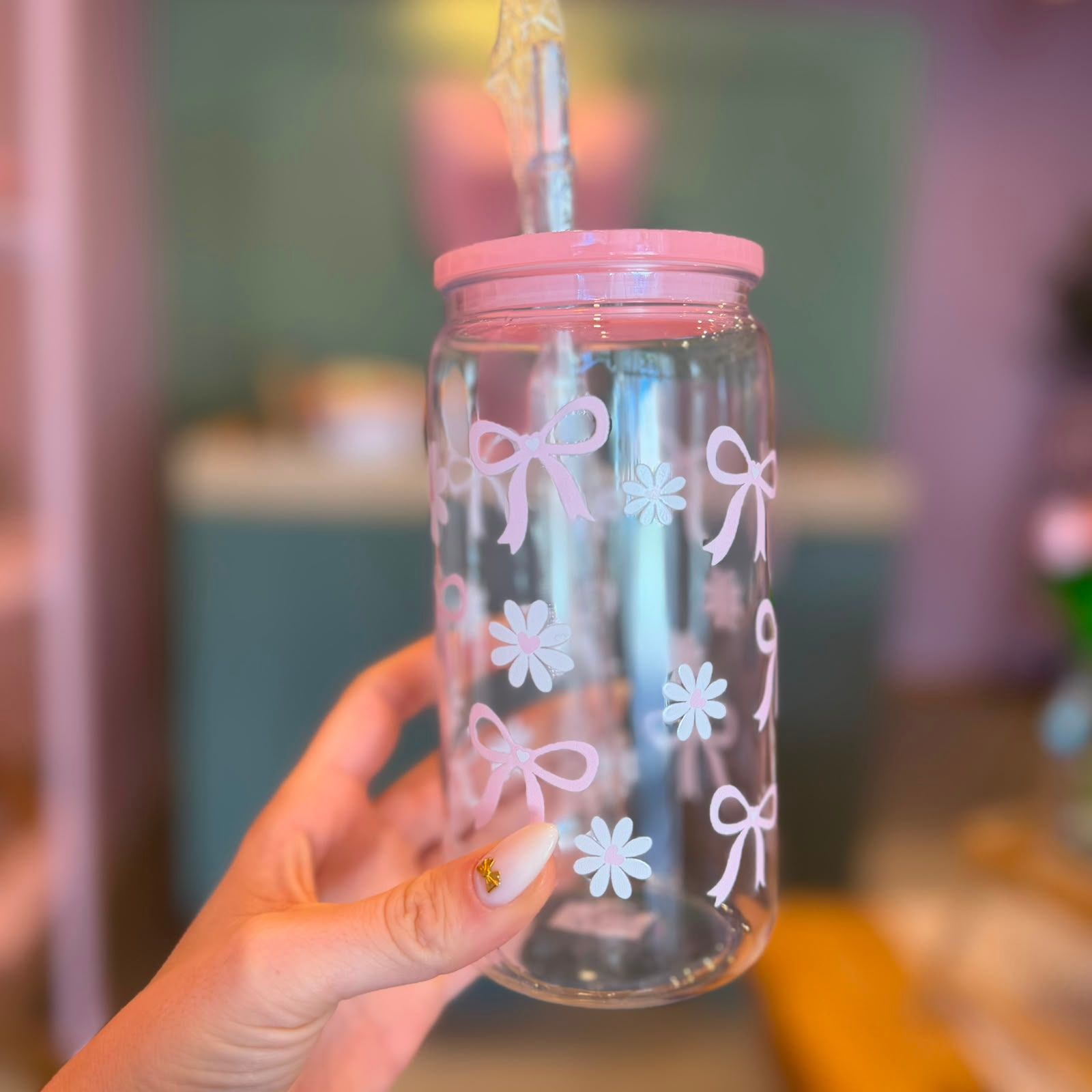 vaso con sorbete acrilico