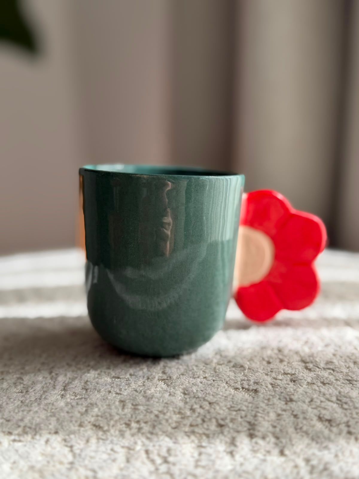 taza/mate verde oscuro asa flor