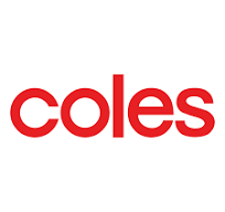 The coles logo is red and white on a white background.
