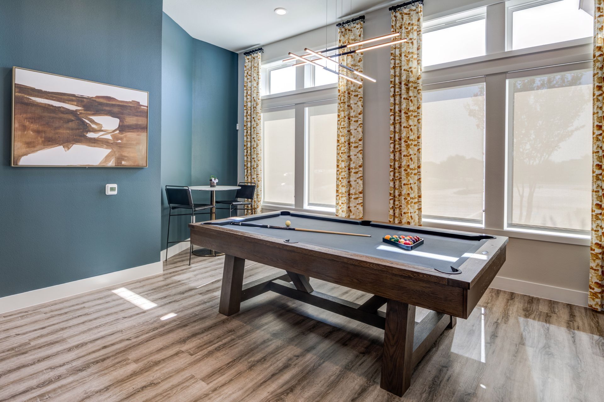 There is a pool table in the middle of the room at The Jameson.