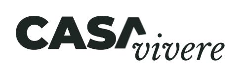 Logo van Casa Vivere vakantiehuizen, met een gestileerd huisicoon en tekst in donkergroen.