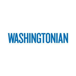 The logo for washingtonian is blue and white on a white background.