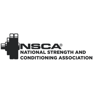 The logo for the national strength and conditioning association is black and white.