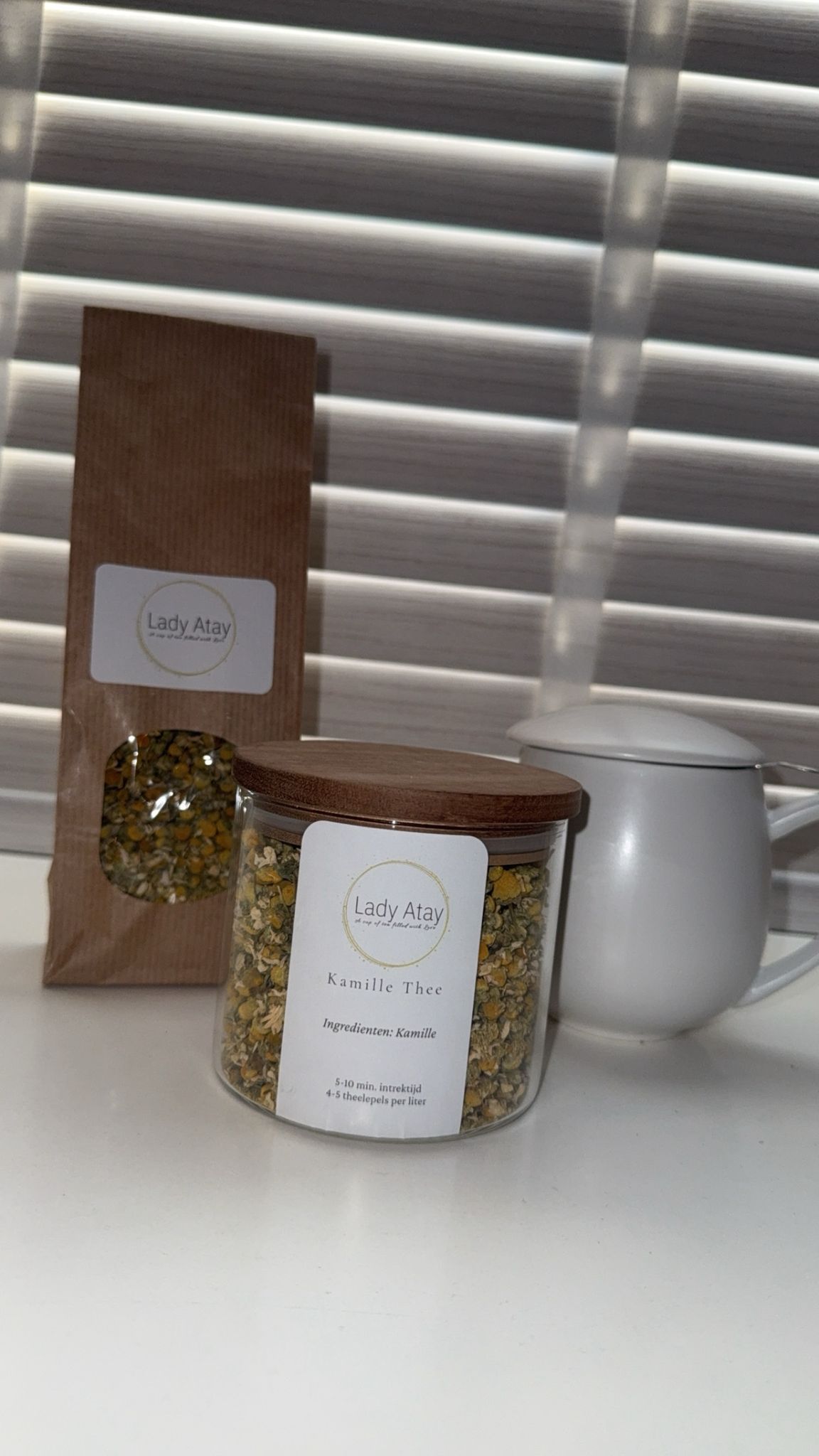 glazen pot met bamboe deksel (450ml)