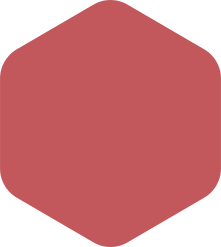 Rounded red hexagon shape.