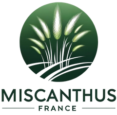 Un logo pour le miscanthus france montre un champ de blé