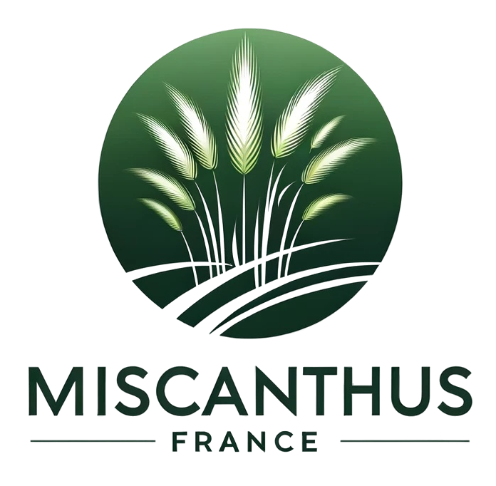 Un logo pour le miscanthus france montre un champ de blé