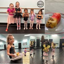 A group of young girls are standing next to each other in a dance studio.