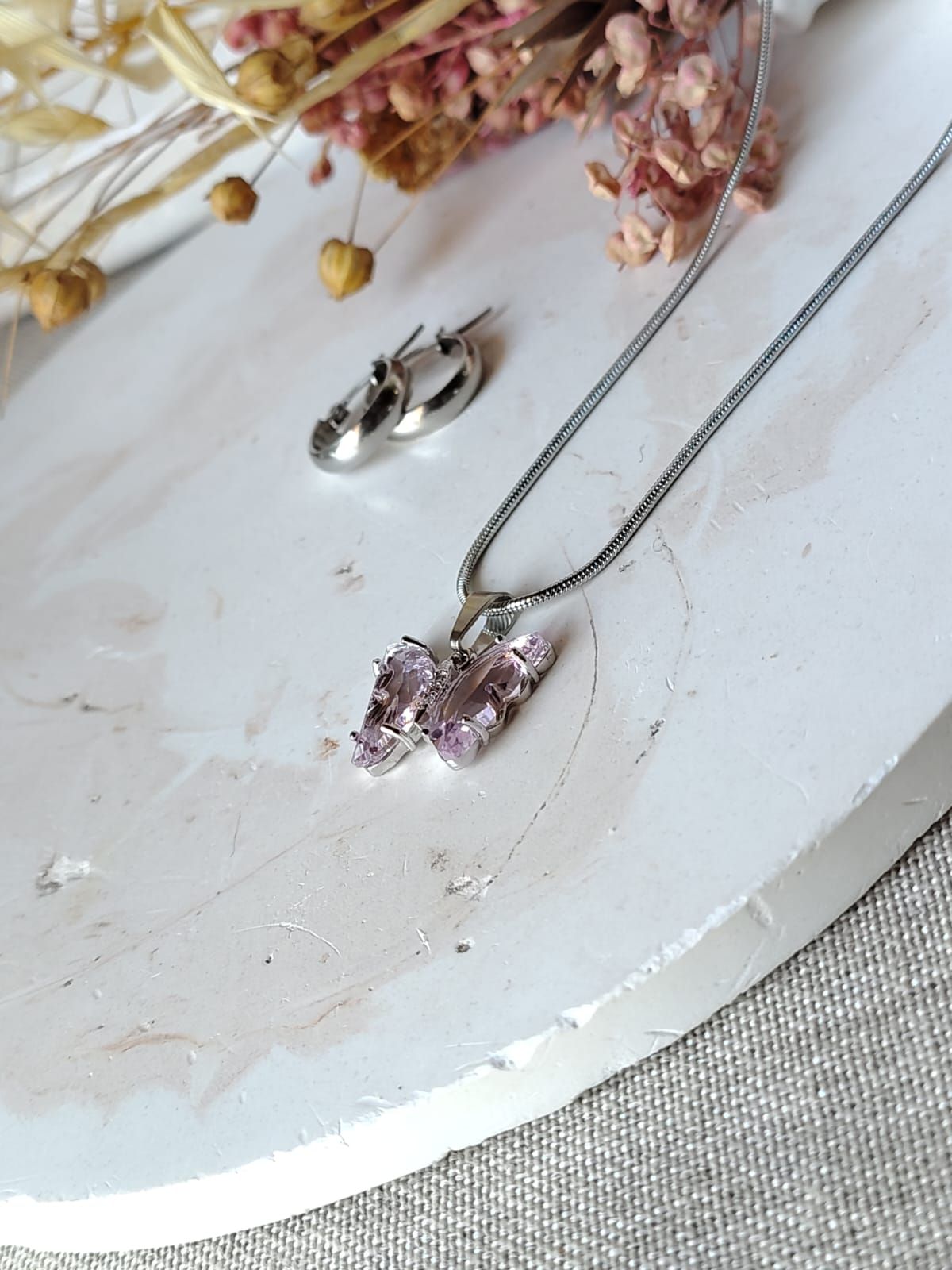 Colgante MARIPOSA CRISTAL ROSA