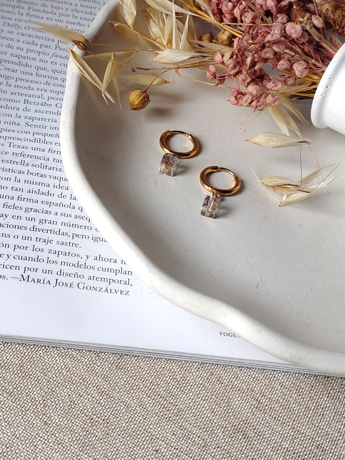 Argolla  bisagra CRISTAL CUADRADO